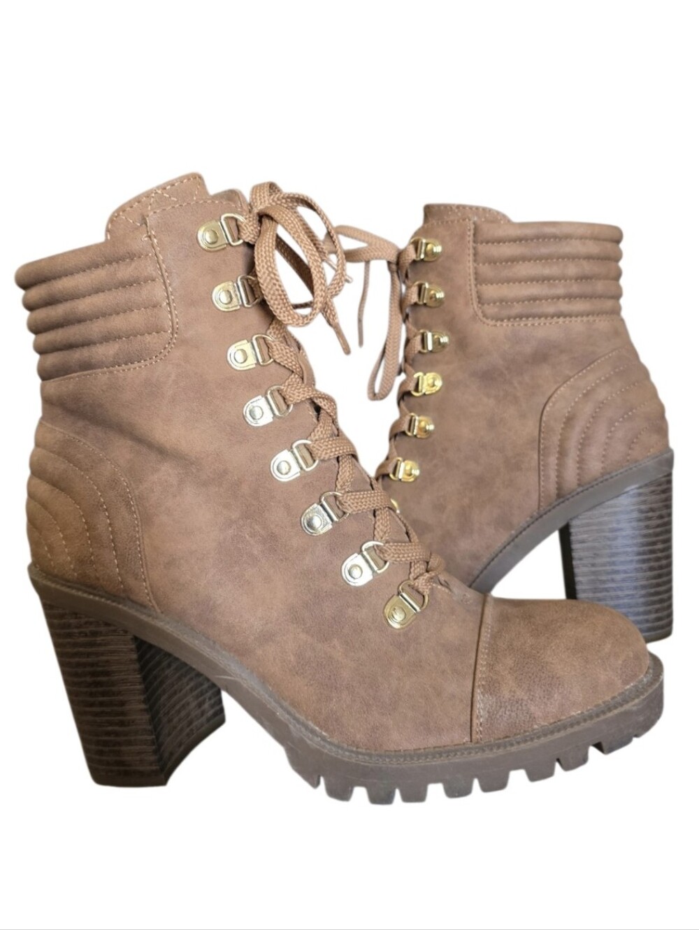 G by Guess Combat Style Lace Up Heeled Boot Size 8 GGJETTI